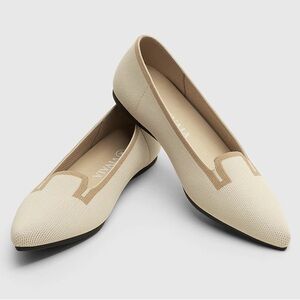 VIVAIA Manon Pointed-Toe Patterned Flats Concave-convex stripe V-shaped sz EU 38